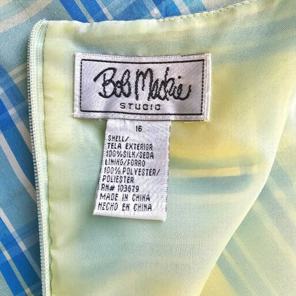 BOB MACKIE Silk Plaid Sheath Dress Size 16 - Picture 5 of 13